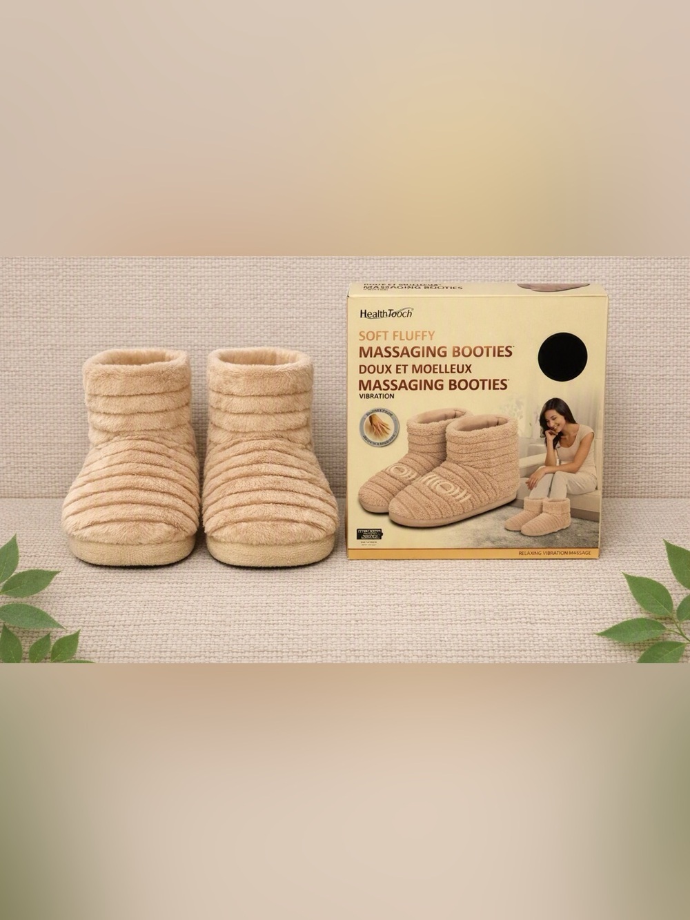 HealthTouch Soft Fluffy Massaging Booties – Vibration, Memory Foam, One Size